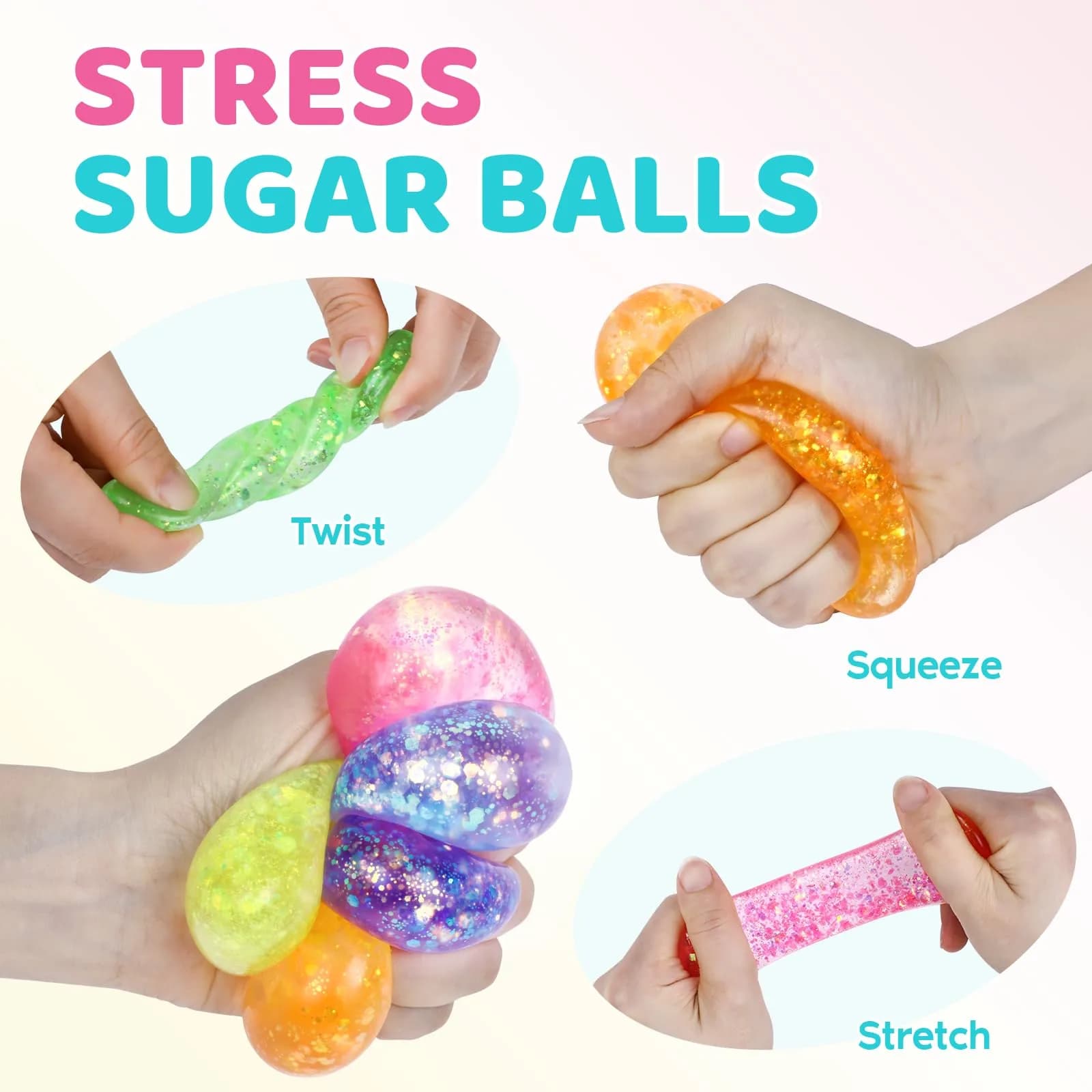 VESPRO 12 Pack Fidget Stress Balls 4.1cm (1.6in) | Non-Toxic, BPA-Free, ASTM-Tested - view 3
