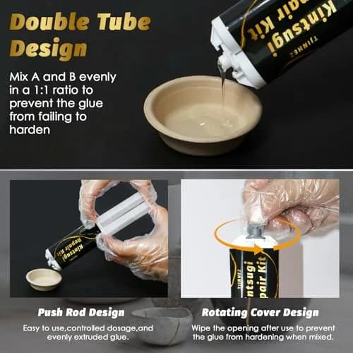 TJINHEZ Kintsugi Repair Kit | Food Safe Gold & Silver for Ceramics (Complete Set) thumbnail 4