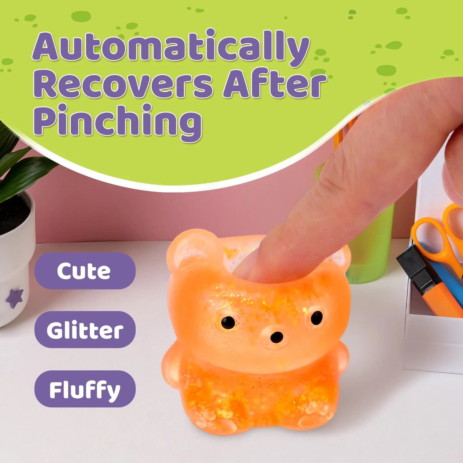 VESPRO Cute Bear Squeeze Ball Fidget Toys 5.3cm (2.1 inch) | Non-Toxic TPR Stress Ball - view 5