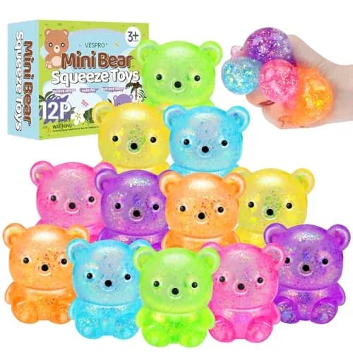 VESPRO Cute Bear Squeeze Ball Fidget Toys 5.3cm (2.1 inch) | Non-Toxic TPR Stress Ball thumbnail 1