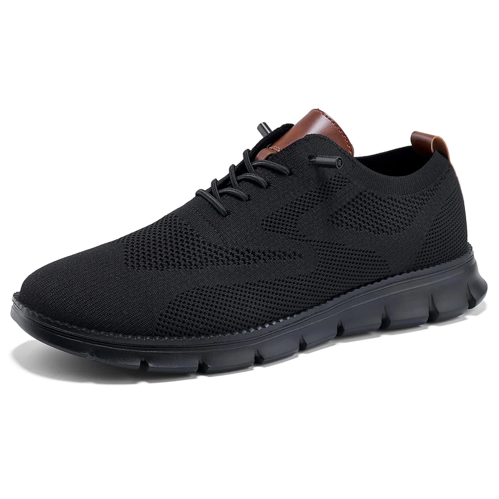 RUFONE Men’s Business Casual Oxford Sneakers – Lightweight Lace-Up Shoes for Work, Travel & Daily Commute — 087black