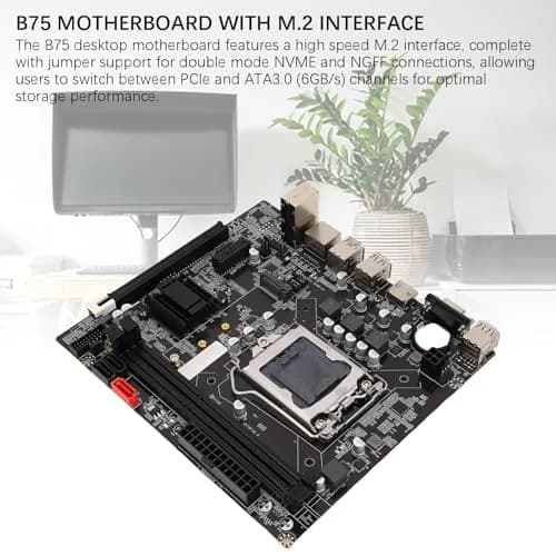 Diyeeni B75 LGA1155 Motherboard Micro ATX 17x19cm | Supports 2nd/3rd Gen Intel Core i3/i5/i7 thumbnail 2