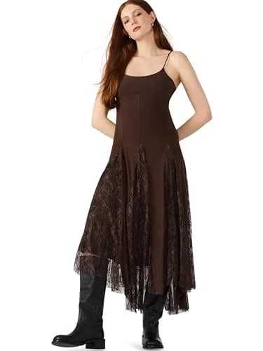 Steve Madden Vita Dress,Chocolate, XL | Backless Fitted Fall Dress with Boat Neck thumbnail 1