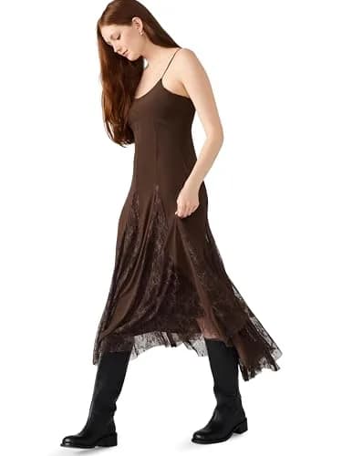 Steve Madden Vita Dress,Chocolate, XL | Backless Fitted Fall Dress with Boat Neck thumbnail 2