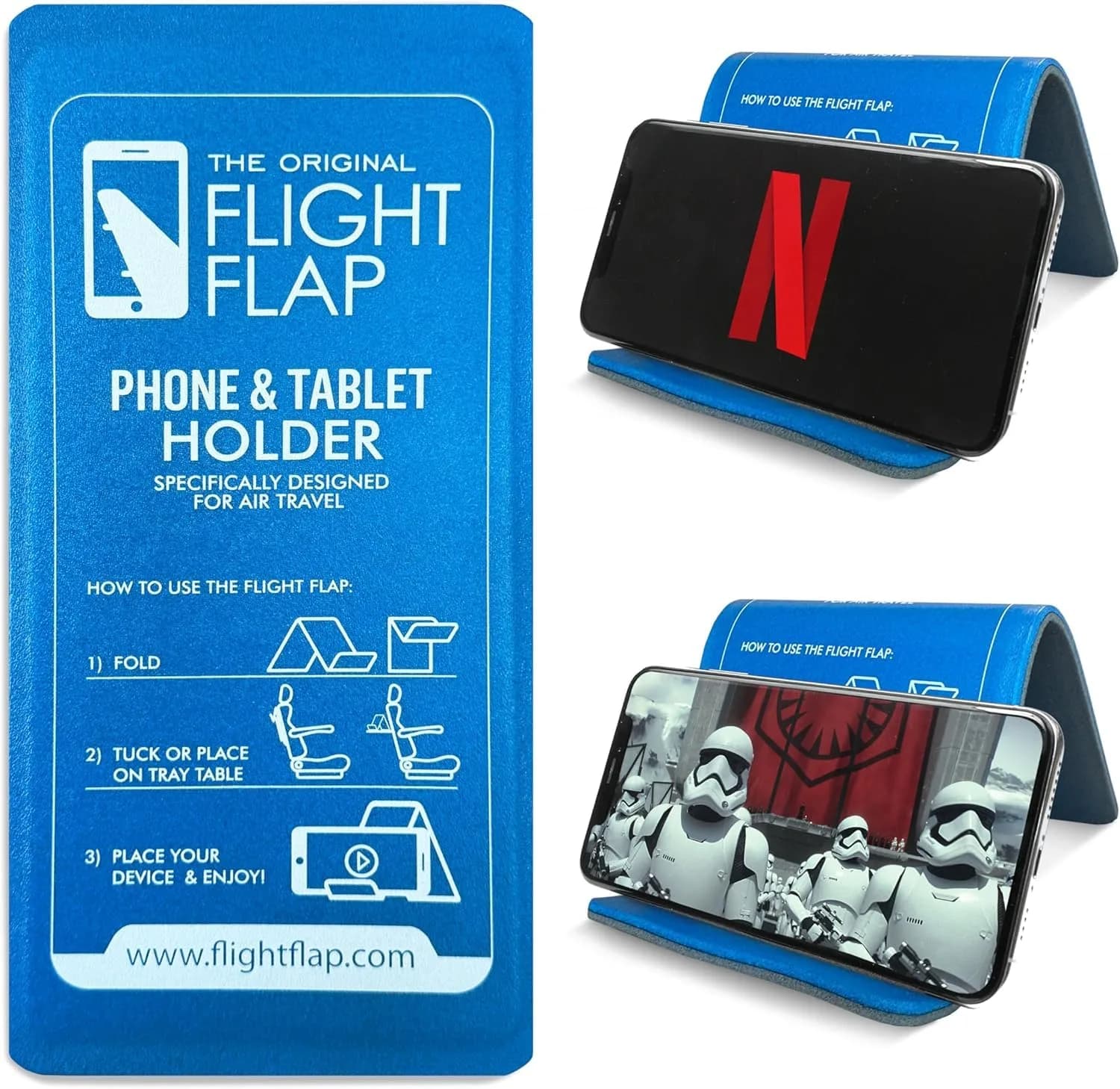 Flight Flap Large Blue Flexible Airplane Phone Holder | 30.5cm x 17.8cm (12in x 7in) - main product image
