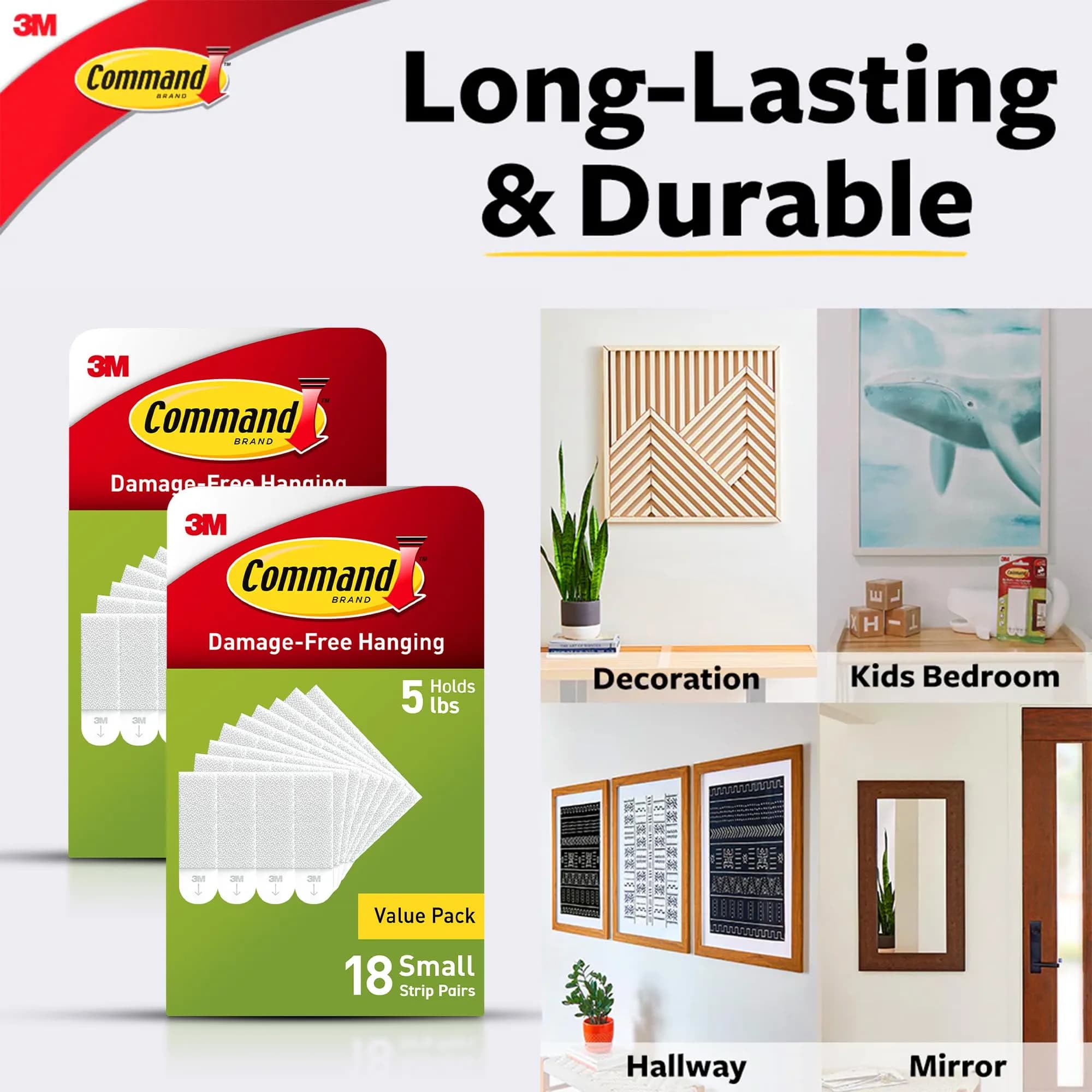 Command 4 lb Small Picture Hanging Strips 36 Pairs (72 Strips) | Damage-Free Hanging - view 5