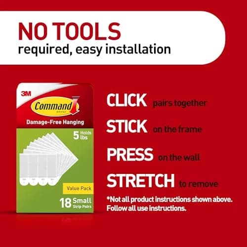 Command 4 lb Small Picture Hanging Strips 36 Pairs (72 Strips) | Damage-Free Hanging thumbnail 2