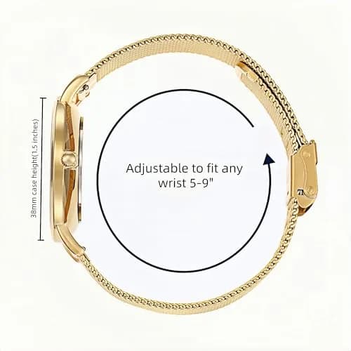 WRISTOLOGY Large face Roman Numerals Womens Watch with Easy Change Band | Clear Analog Face, 38mm, Gold thumbnail 2