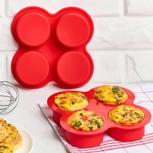 JOERSH Silicone Air Fryer Muffin Pan, 4 Cups, 2 Pack | Makes 8 Egg Bites or Mini Muffins thumbnail 5