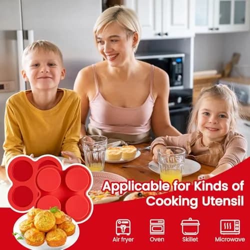 JOERSH Silicone Air Fryer Muffin Pan, 4 Cups, 2 Pack | Makes 8 Egg Bites or Mini Muffins thumbnail 7