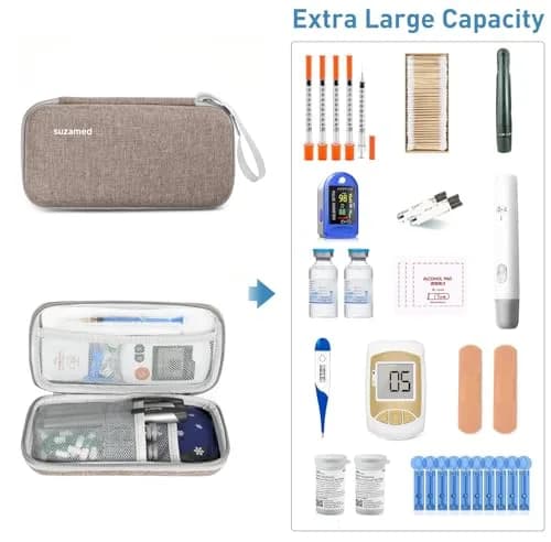 suzamed Insulin Cooler Travel Case, 2x150g Ice Pack TSA Approved, Brown | Portable Diabetes Travel Organizer thumbnail 6