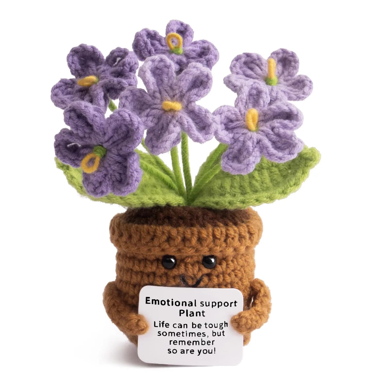 MS ZHENQIAO Forget-Me-Not Crochet Flower Potted Plant Gift | Handmade Desk Decor - main product image