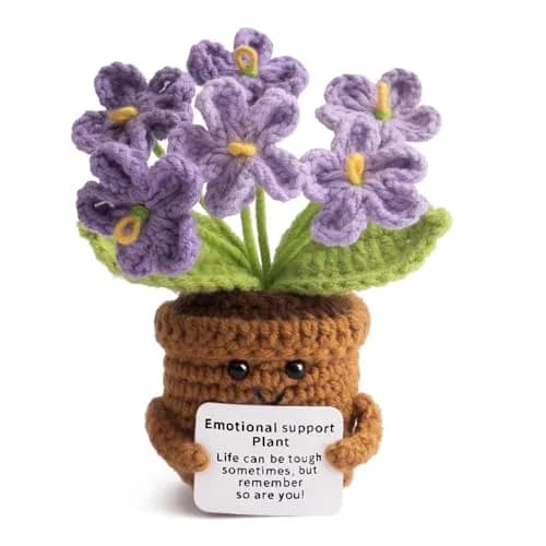 MS ZHENQIAO Forget-Me-Not Crochet Flower Potted Plant Gift | Handmade Desk Decor thumbnail 1