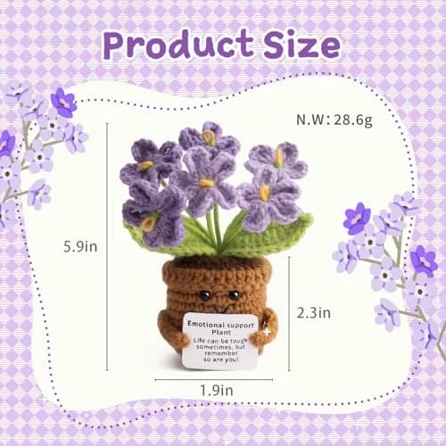 MS ZHENQIAO Forget-Me-Not Crochet Flower Potted Plant Gift | Handmade Desk Decor thumbnail 2