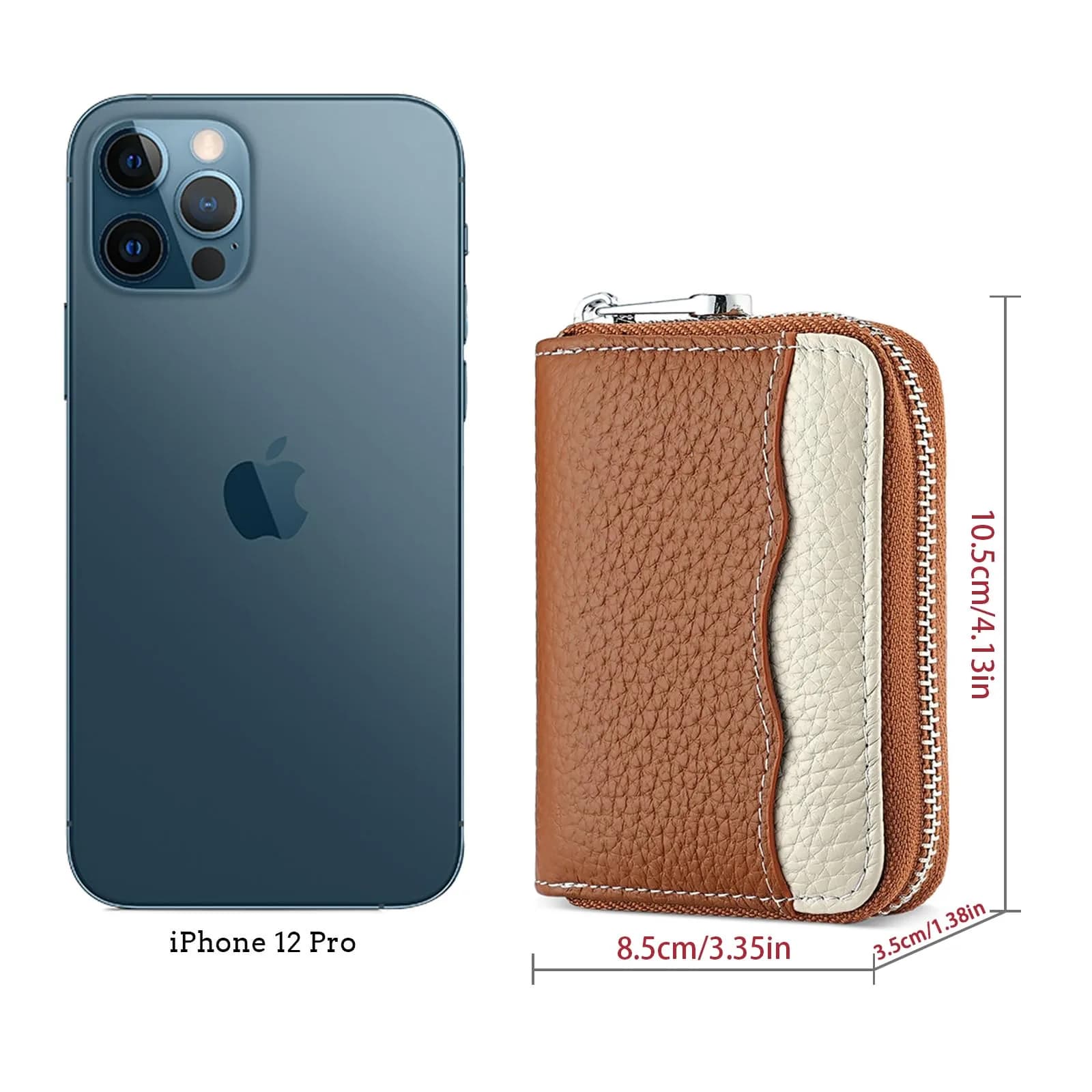 Linno New Brown RFID Genuine Leather Credit Card Holder Wallet with Zipper, 20 Slots - view 5