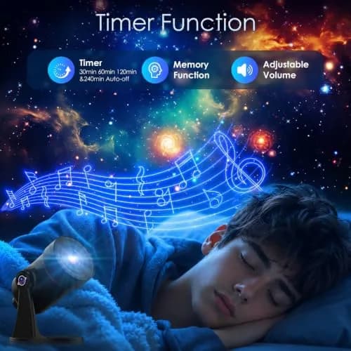 VanSmaGo Galaxy Projector with 28 Soothing Sounds & 10 Film Slides, 15.8cm x 14.5cm x 12.5cm | HD Starry Sky Projection for Adults thumbnail 4