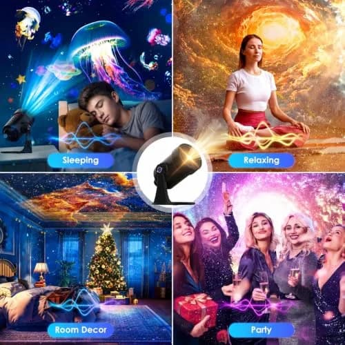 VanSmaGo Galaxy Projector with 28 Soothing Sounds & 10 Film Slides, 15.8cm x 14.5cm x 12.5cm | HD Starry Sky Projection for Adults thumbnail 6