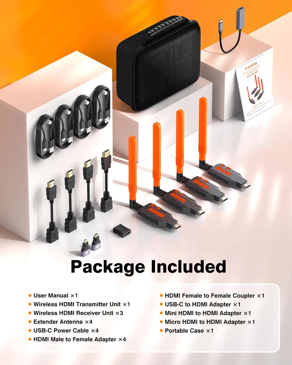 Coolpie Wireless HDMI Transmitter and Receiver Kit 1TX-3RX | 1080p HD Output, 350ft Range, Plug-and-Play - view 9