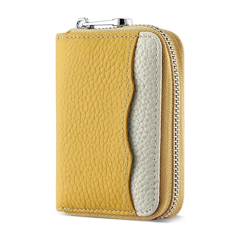 Linno RFID Genuine Leather Credit Card Holder Wallet 18 Card Slots (Yellow) - main product image