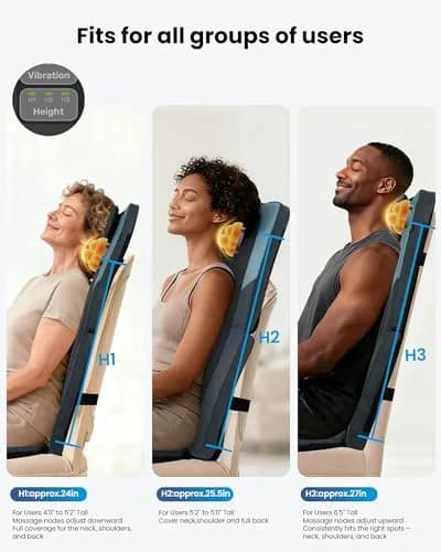 COMFIER Shiatsu Back Massager with Heat, Dual Motor 3D Rollers, Long Track, Foldable, Adjustable Height | Deep Tissue Relief for Back Tension & Muscle Stiffness thumbnail 5