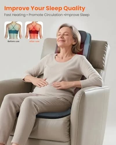 COMFIER Shiatsu Back Massager with Heat, Dual Motor 3D Rollers, Long Track, Foldable, Adjustable Height | Deep Tissue Relief for Back Tension & Muscle Stiffness thumbnail 7