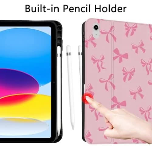 TopPerfekt Pink iPad Case for 11-inch 2022 & 2025 | Cute Chic Design with Pencil Holder thumbnail 3