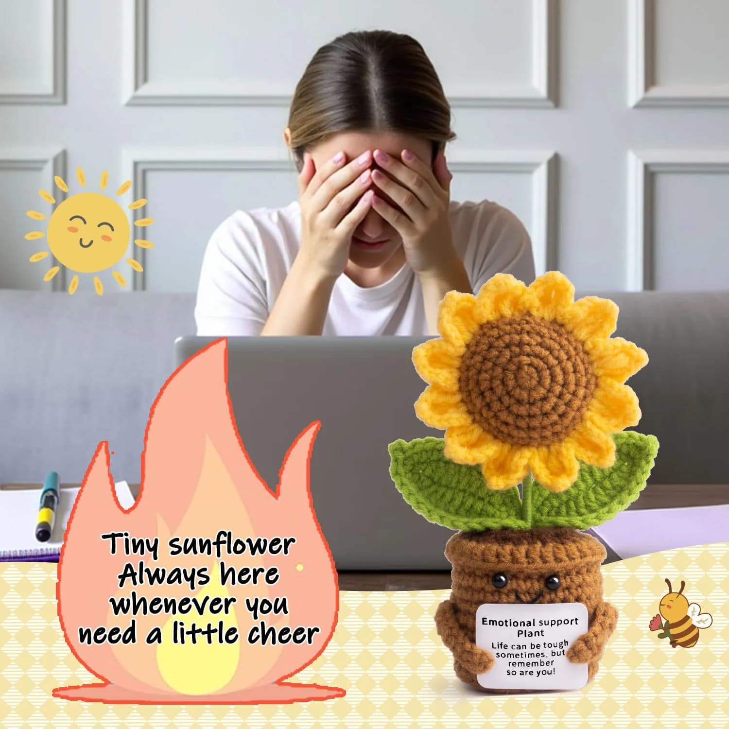 MS ZHENQIAO Sunflower Crochet Flower Pattern 6.8 cm (2.7 in) | Inspirational Gift - view 5