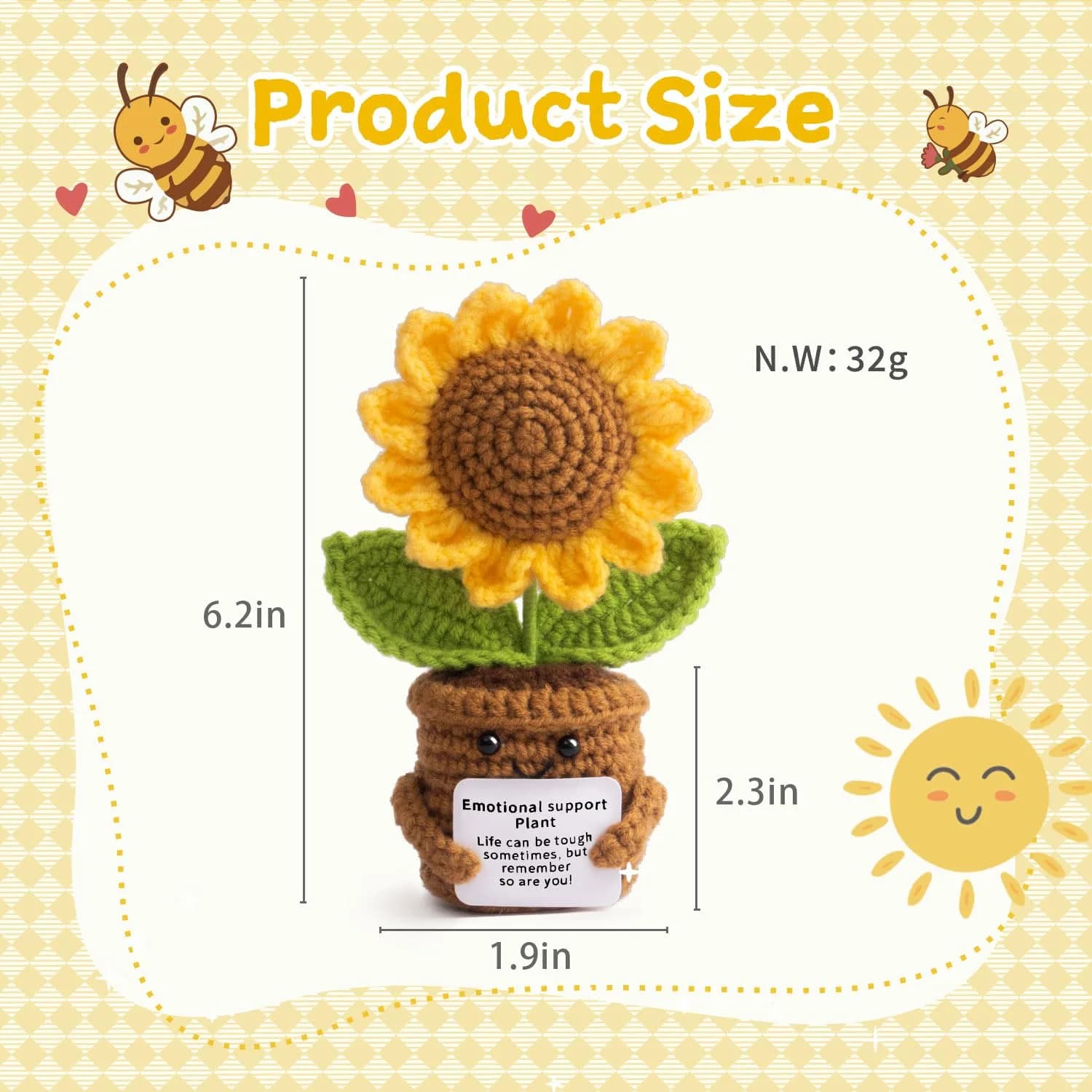 MS ZHENQIAO Sunflower Crochet Flower Pattern 6.8 cm (2.7 in) | Inspirational Gift - view 2