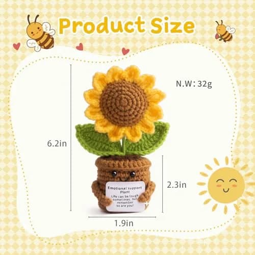 MS ZHENQIAO Sunflower Crochet Flower Pattern 6.8 cm (2.7 in) | Inspirational Gift thumbnail 2