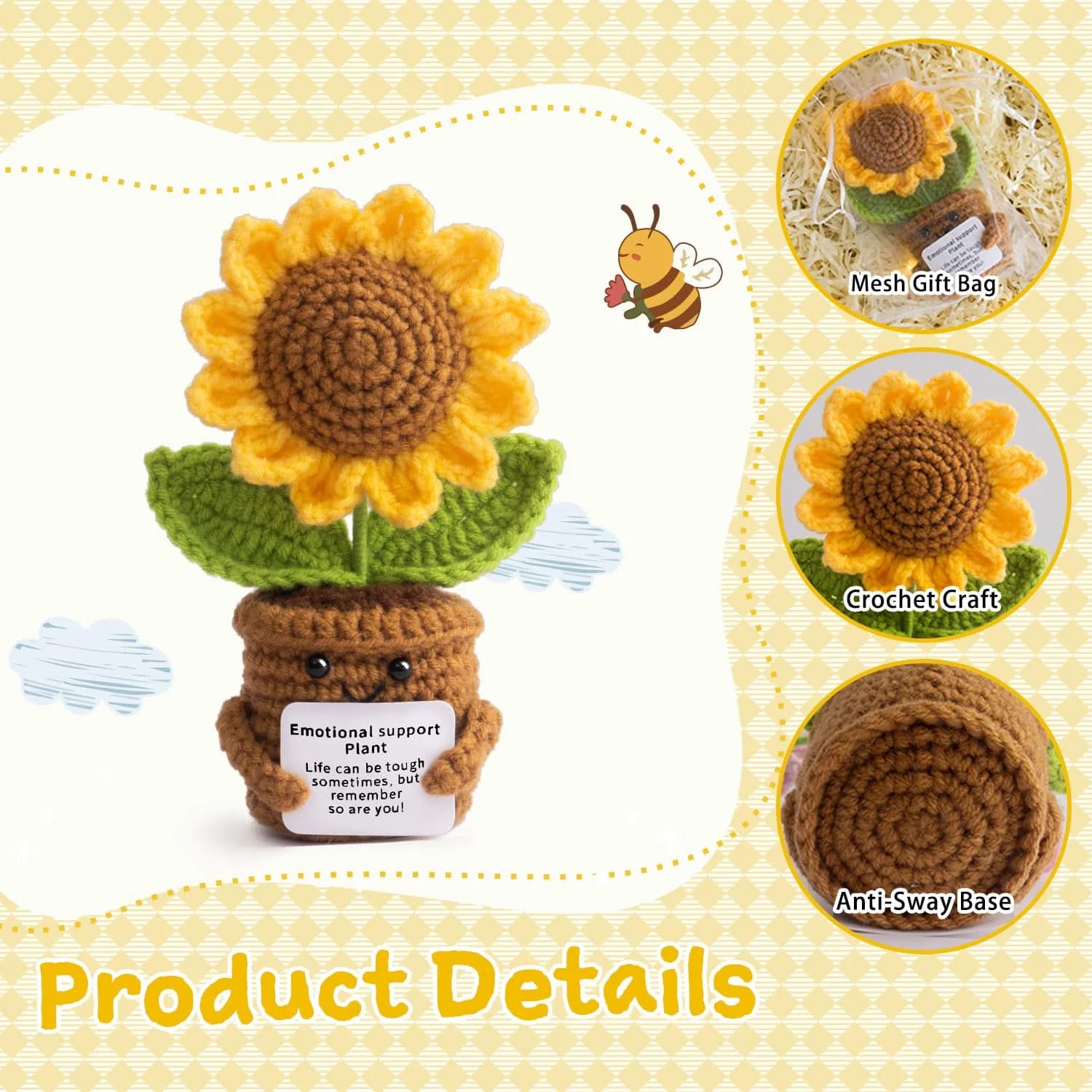 MS ZHENQIAO Sunflower Crochet Flower Pattern 6.8 cm (2.7 in) | Inspirational Gift - view 3
