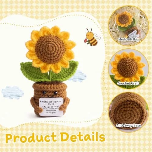 MS ZHENQIAO Sunflower Crochet Flower Pattern 6.8 cm (2.7 in) | Inspirational Gift thumbnail 3