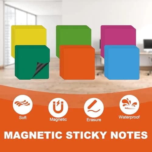 NIUBIKLUS Magnetic Dry Erase Reusable Sticky Notes 7.6cm x 7.6cm (3" x 3") | Pack of 18 for Whiteboards, Fridges, Lockers thumbnail 4