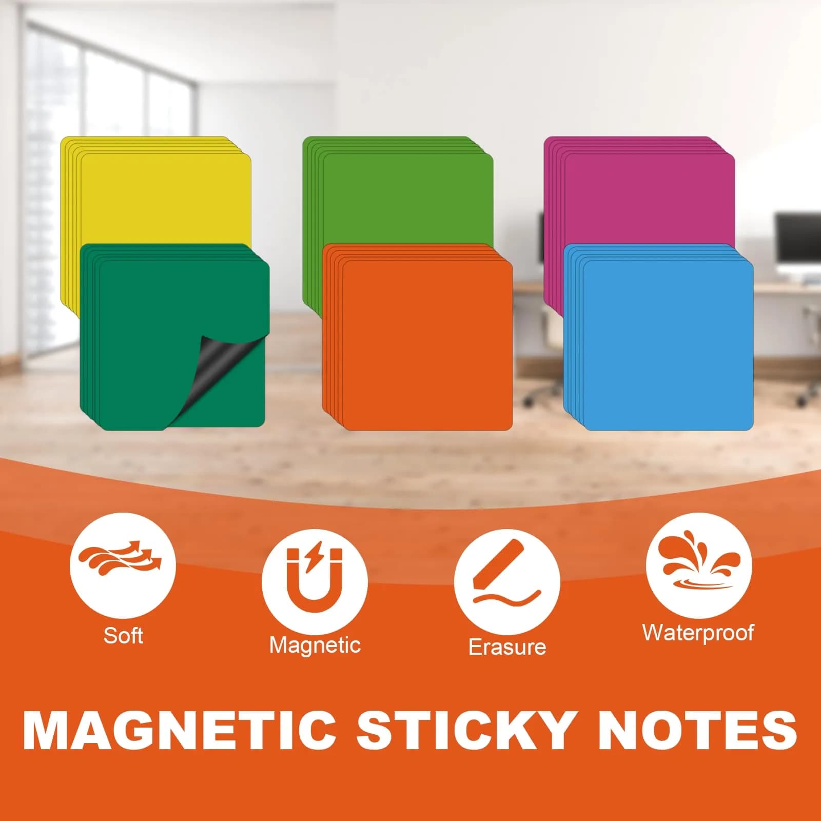 NIUBIKLUS Magnetic Dry Erase Reusable Sticky Notes 7.6cm x 7.6cm (3" x 3") | Pack of 18 for Whiteboards, Fridges, Lockers - view 4