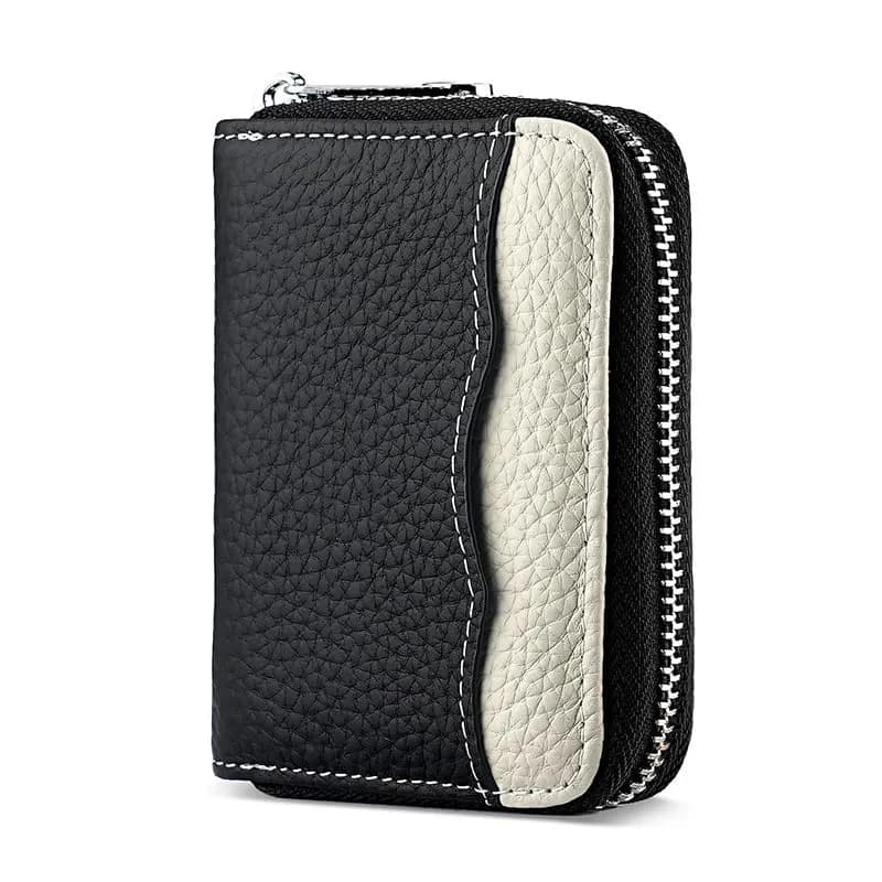 Linno New Black Genuine Leather RFID Credit Card Holder with Zipper - 20 Slots - main product image