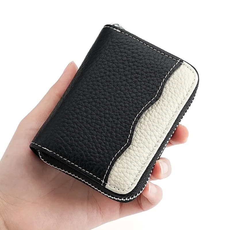 Linno New Purple Genuine Leather RFID Credit Card Holder Wallet with Zipper & 20 Slots - view 6