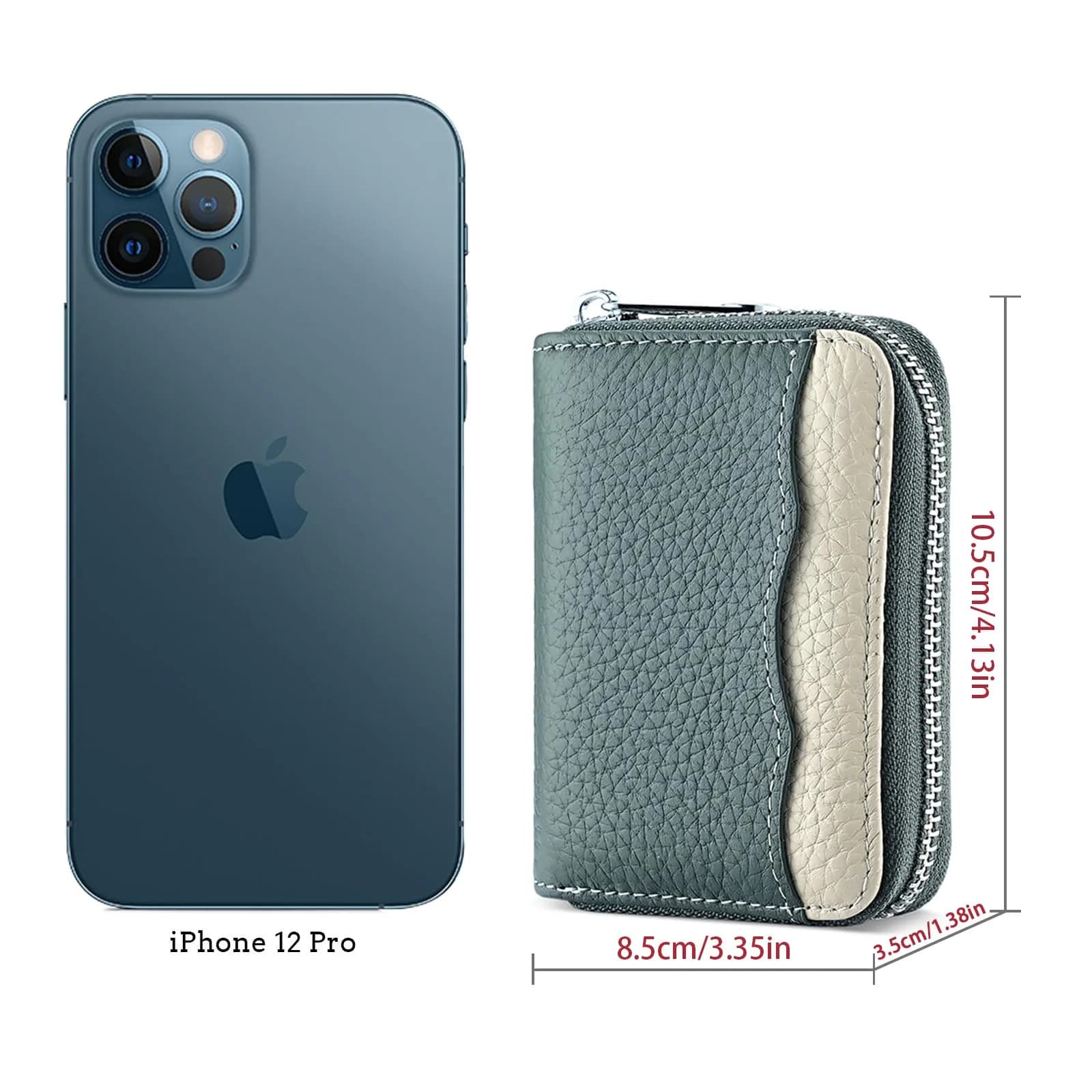 Linno New Blue RFID Genuine Leather Credit Card Holder Wallet with Zipper | 20 Slots - view 5