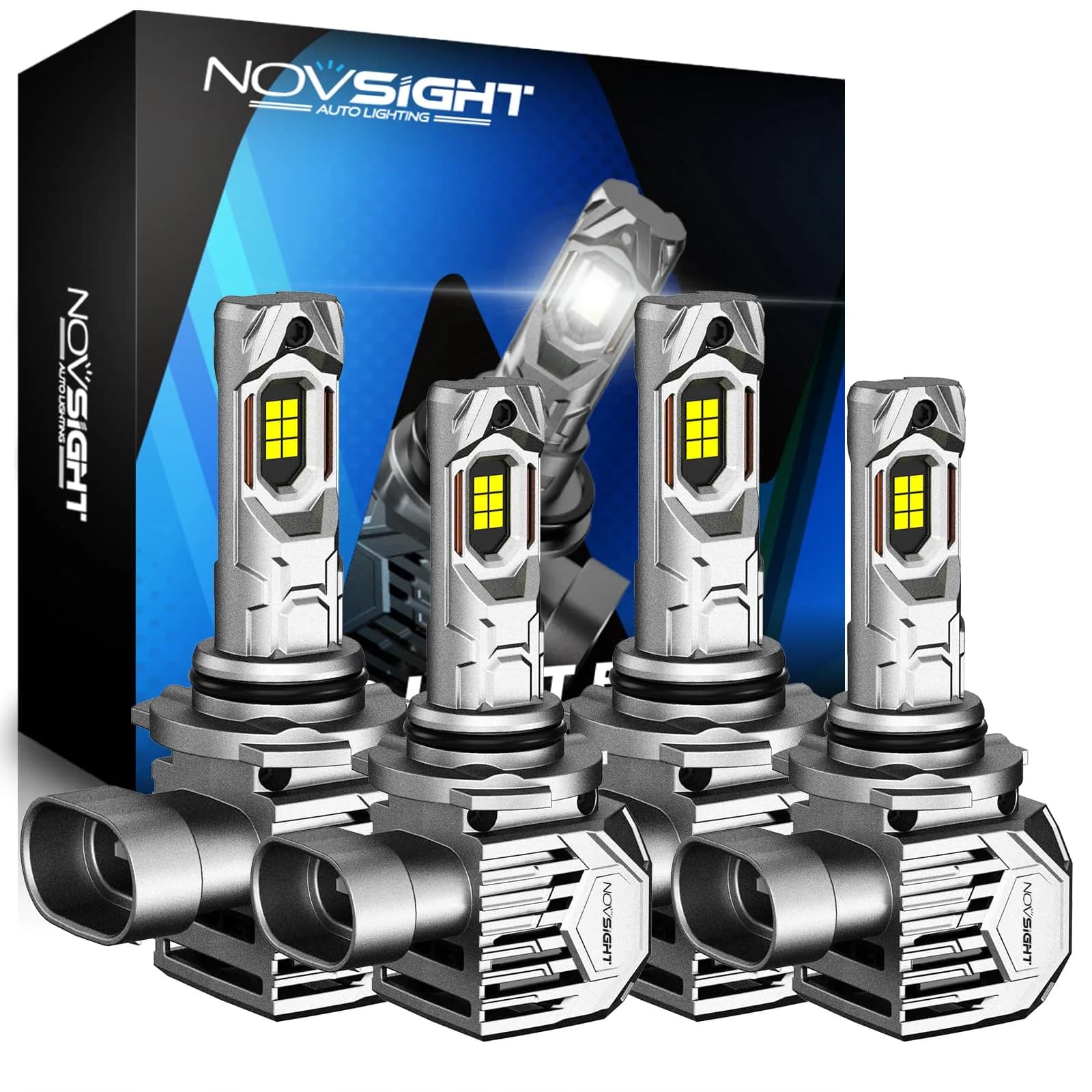 NOVSIGHT 9005 9006 LED Fog Light Bulbs 100000 Lumens 6500K | Ultra Bright, Plug & Play, Pack of 4 — 9005/HB3 9006/HB4