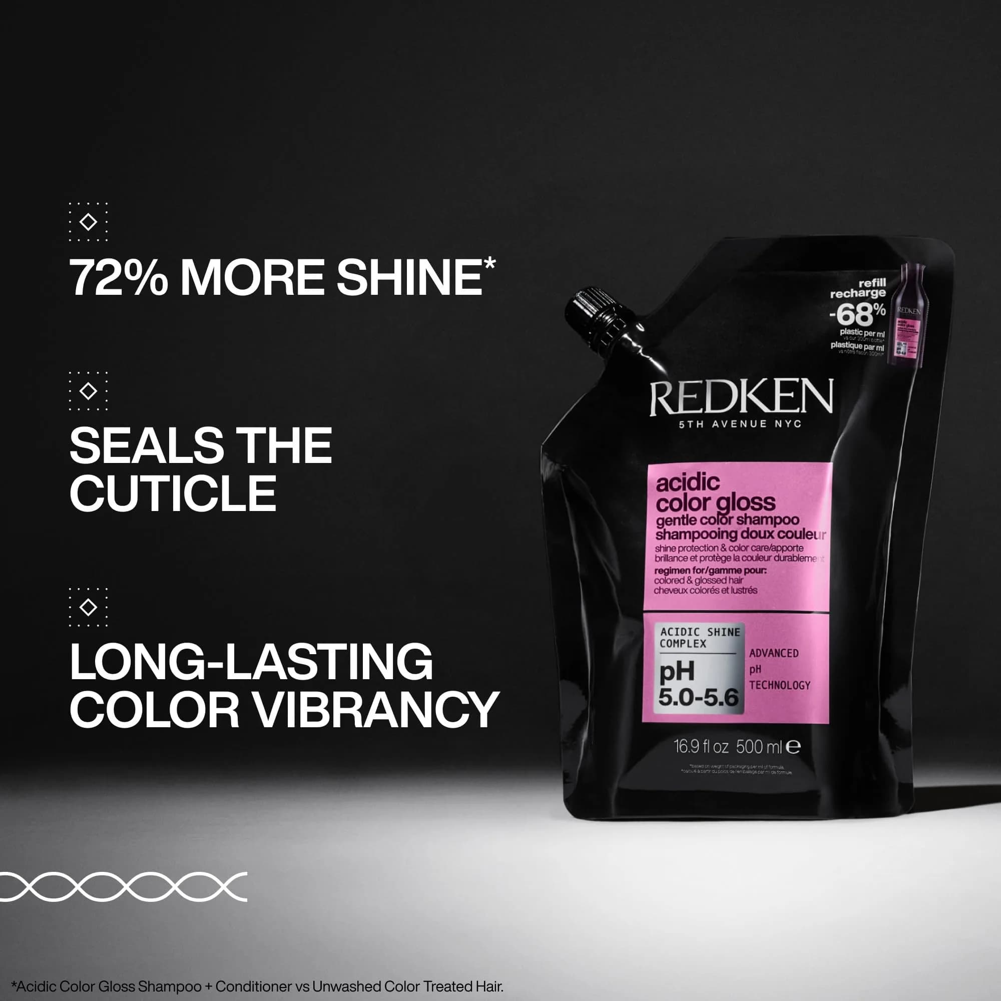 Redken Acidic Color Gloss Shampoo – 500ml (16.9 Fl Oz) Refill | Prolongs Salon Color & Adds Intense Shine - view 2