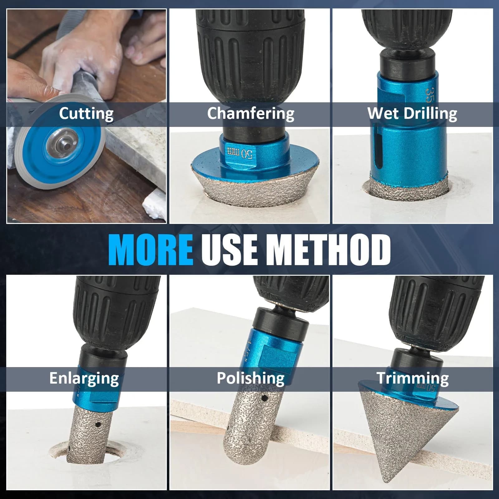 Semderm Diamond Tile Hole Saw Kit 14 PCS Set 6-100mm | Precision Cutting for Tile, Ceramic, Porcelain, Marble - view 5