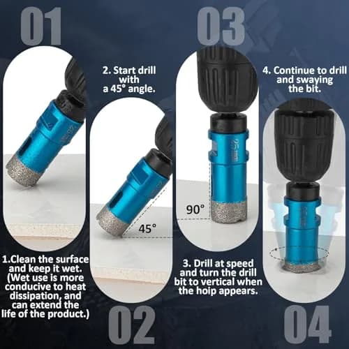 Semderm Diamond Tile Hole Saw Kit 14 PCS Set 6-100mm | Precision Cutting for Tile, Ceramic, Porcelain, Marble thumbnail 7