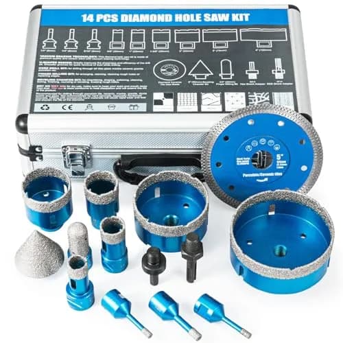 Semderm Diamond Tile Hole Saw Kit 14 PCS Set 6-100mm | Precision Cutting for Tile, Ceramic, Porcelain, Marble thumbnail 8