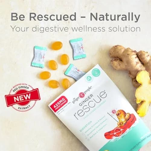 The Ginger People Ginger Rescue Digestive Lozenges 60ct | Natural Nausea Relief for Adults & Kids Over 6 thumbnail 4