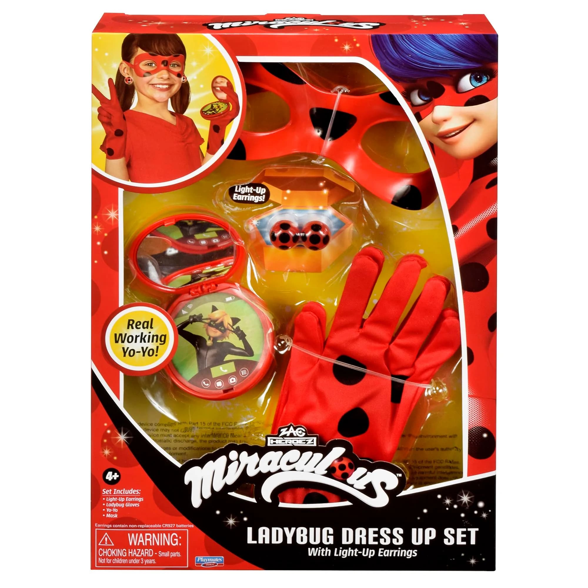 Miraculous Ladybug Dress Up Set with Lights | Light Up Earrings & Mask for Girls - main product image