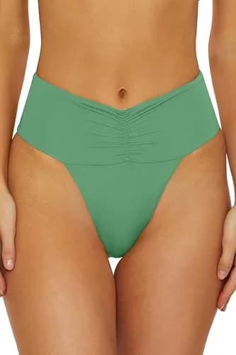 ISABELLA ROSE Belmore Women's Shirred Banded Bikini Bottom, Cheeky Coverage, Seafoam, X-Small | Brazilian Style Swimwear thumbnail 1