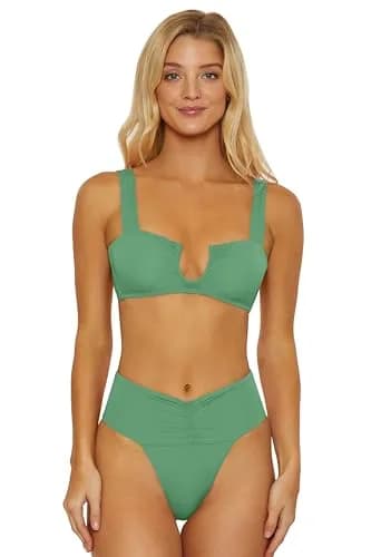 ISABELLA ROSE Belmore Women's Shirred Banded Bikini Bottom, Cheeky Coverage, Seafoam, X-Small | Brazilian Style Swimwear thumbnail 5