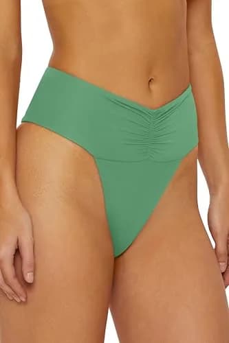 ISABELLA ROSE Belmore Women's Shirred Banded Bikini Bottom, Cheeky Coverage, Seafoam, X-Small | Brazilian Style Swimwear thumbnail 2