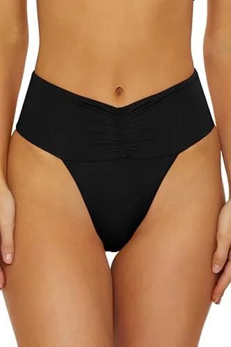 ISABELLA ROSE Belmore Women's Shirred Banded Bikini Bottom Ibiza Blue Low Rise | Cheeky Coverage thumbnail 1