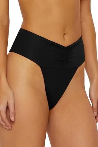 ISABELLA ROSE Belmore Women's Shirred Banded Bikini Bottom Ibiza Blue Low Rise | Cheeky Coverage thumbnail 2