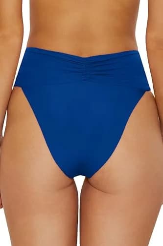 ISABELLA ROSE Belmore Women's Shirred Banded Bikini Bottom Ibiza Blue Low Rise | Cheeky Coverage thumbnail 4