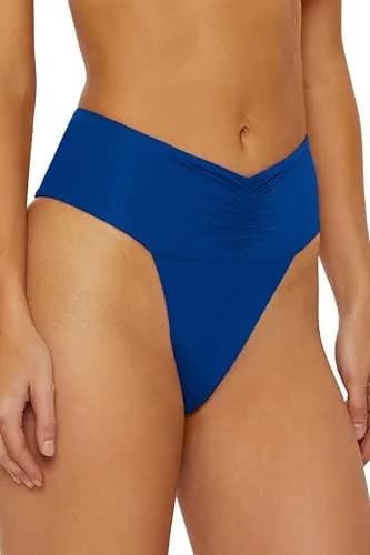 ISABELLA ROSE Belmore Women's Shirred Banded Bikini Bottom Ibiza Blue Low Rise | Cheeky Coverage thumbnail 2